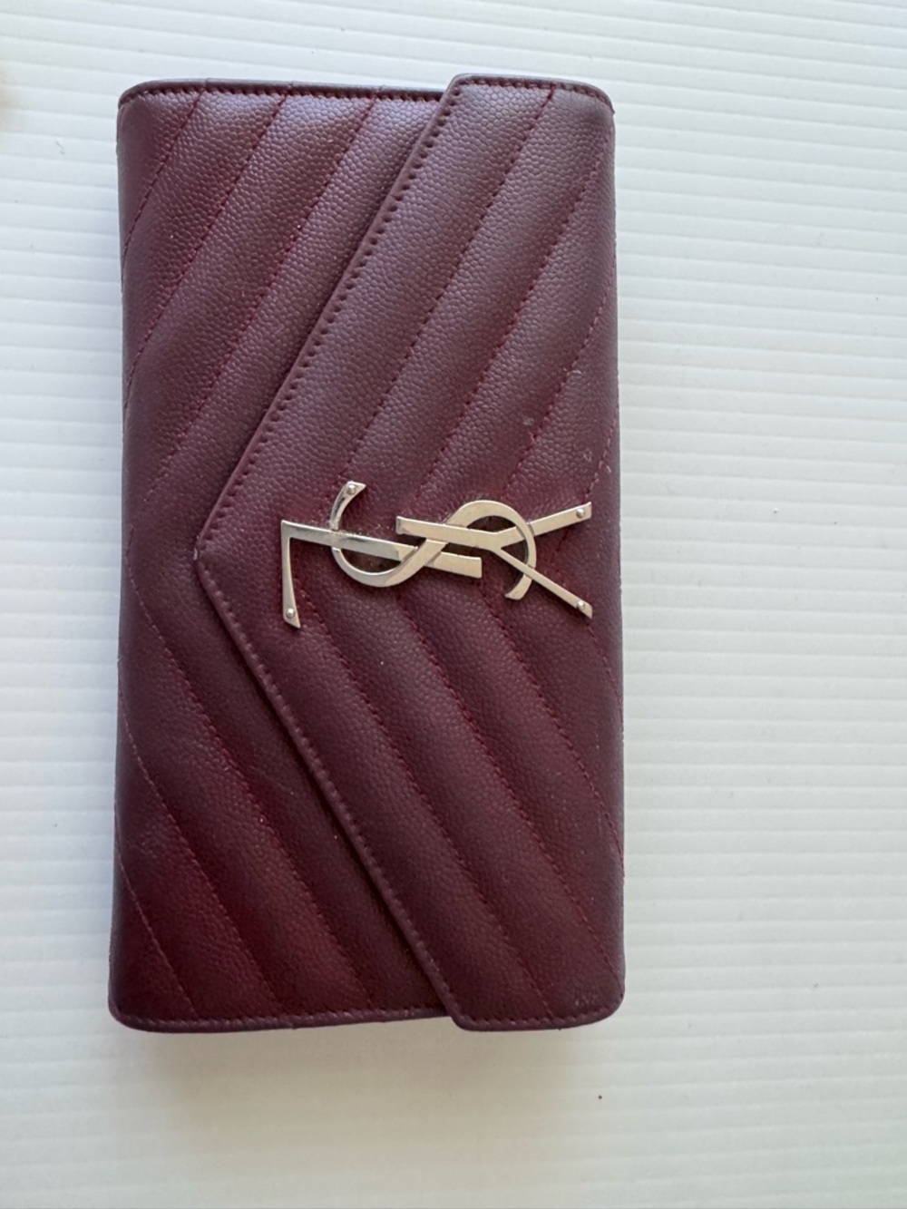 YSL Quilted Leather Wallet in Burgundy - Picture 1 of 7